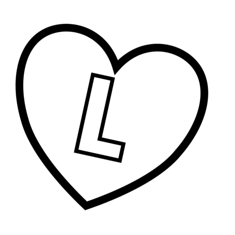 Letter L In Heart Coloring Page